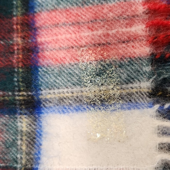 Lambswool 100% wool red white blue green plaid scarf made in west germany - Picture 8 of 8